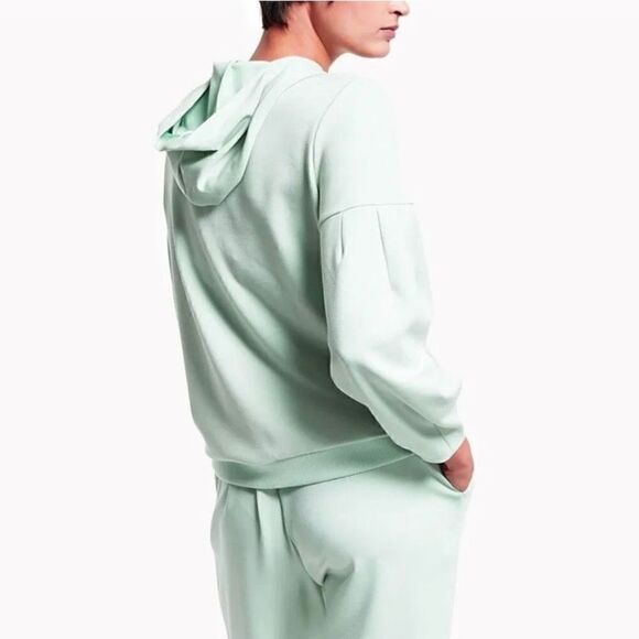 Alfani Modern Lounge Soft Balloon Sleeve Hoodie Sweatshirt Medium Petite Green - Picture 2 of 10